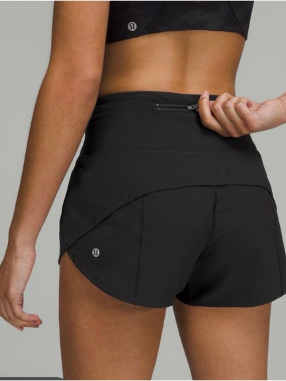 lululemon black athletic high-rise running shorts